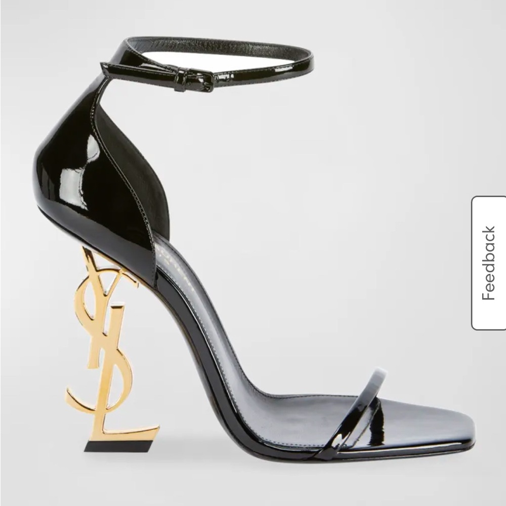 Opyum YSL Logo-Heel Sandals with Golden Hardware 110mm